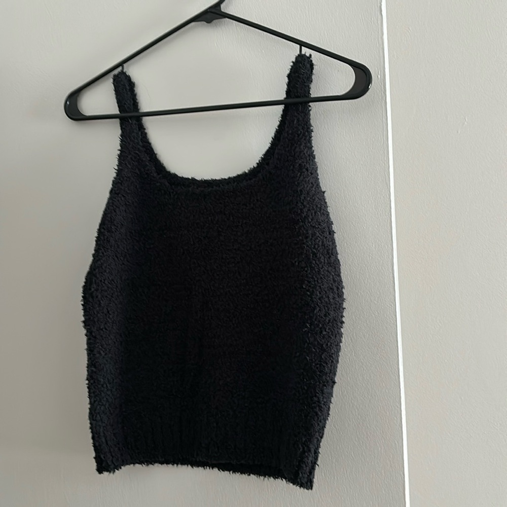 Skims Cozy Knit Set (tank, pants and robe) in Onyx Black